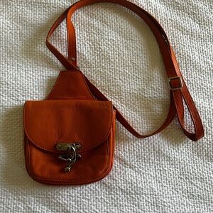 Elegant Orange Leather Crossbody Bag